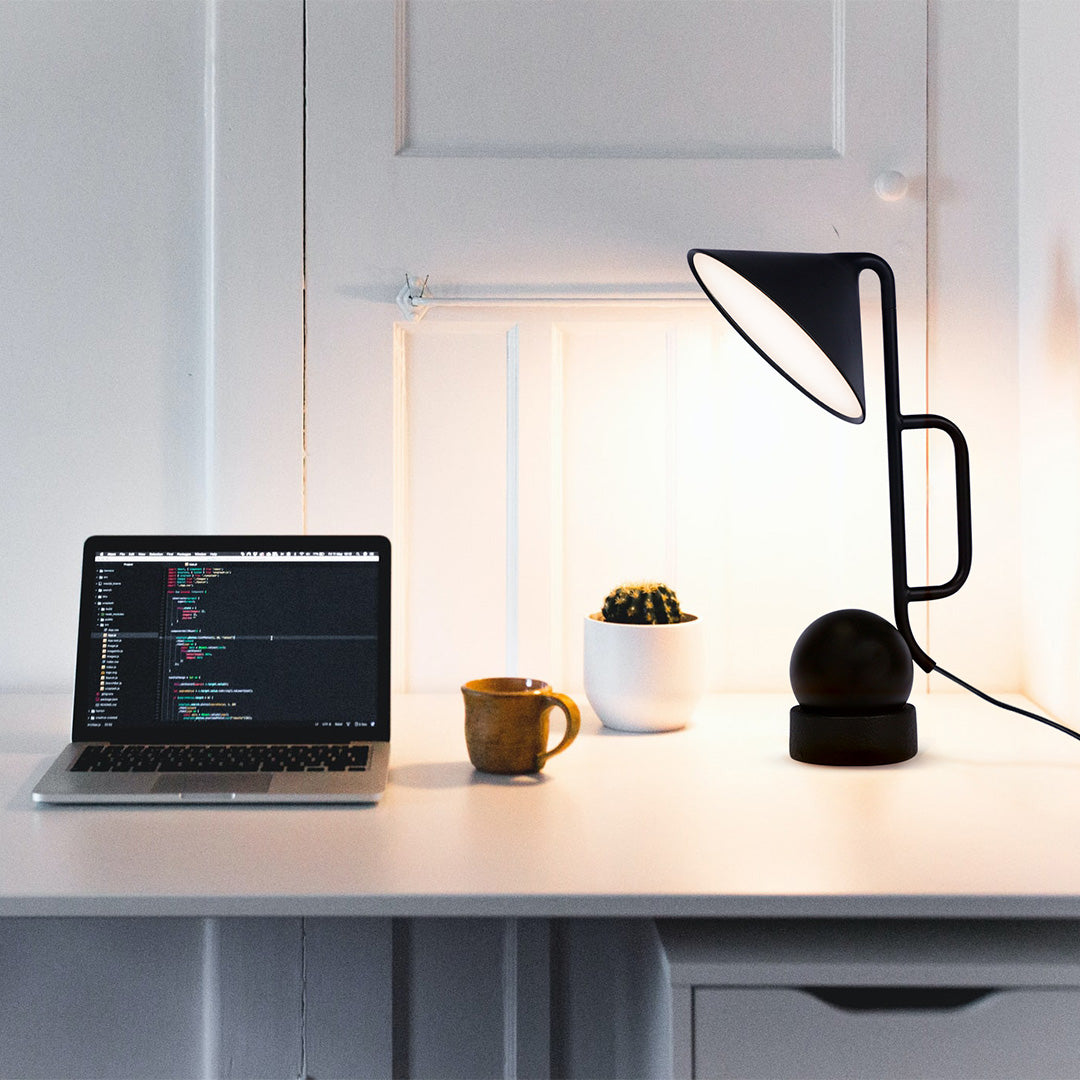 Black Metal Industrial LED Desk Lamp - Modern Study Lighting