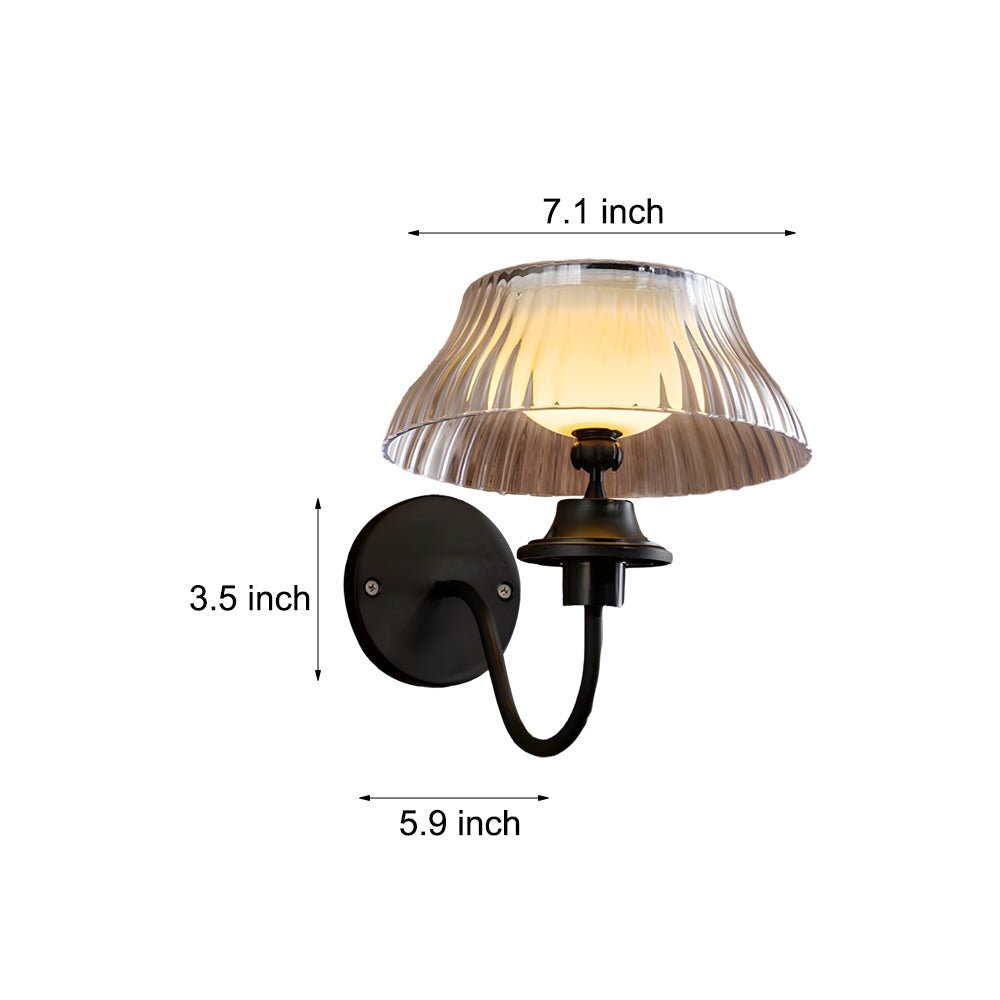 Black Metallic Solar Outdoor Wall Light - Adjustable Glass Shade