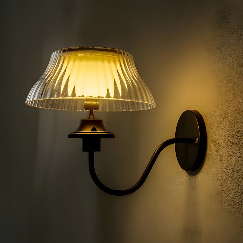 Black Metallic Solar Outdoor Wall Light - Adjustable Glass Shade