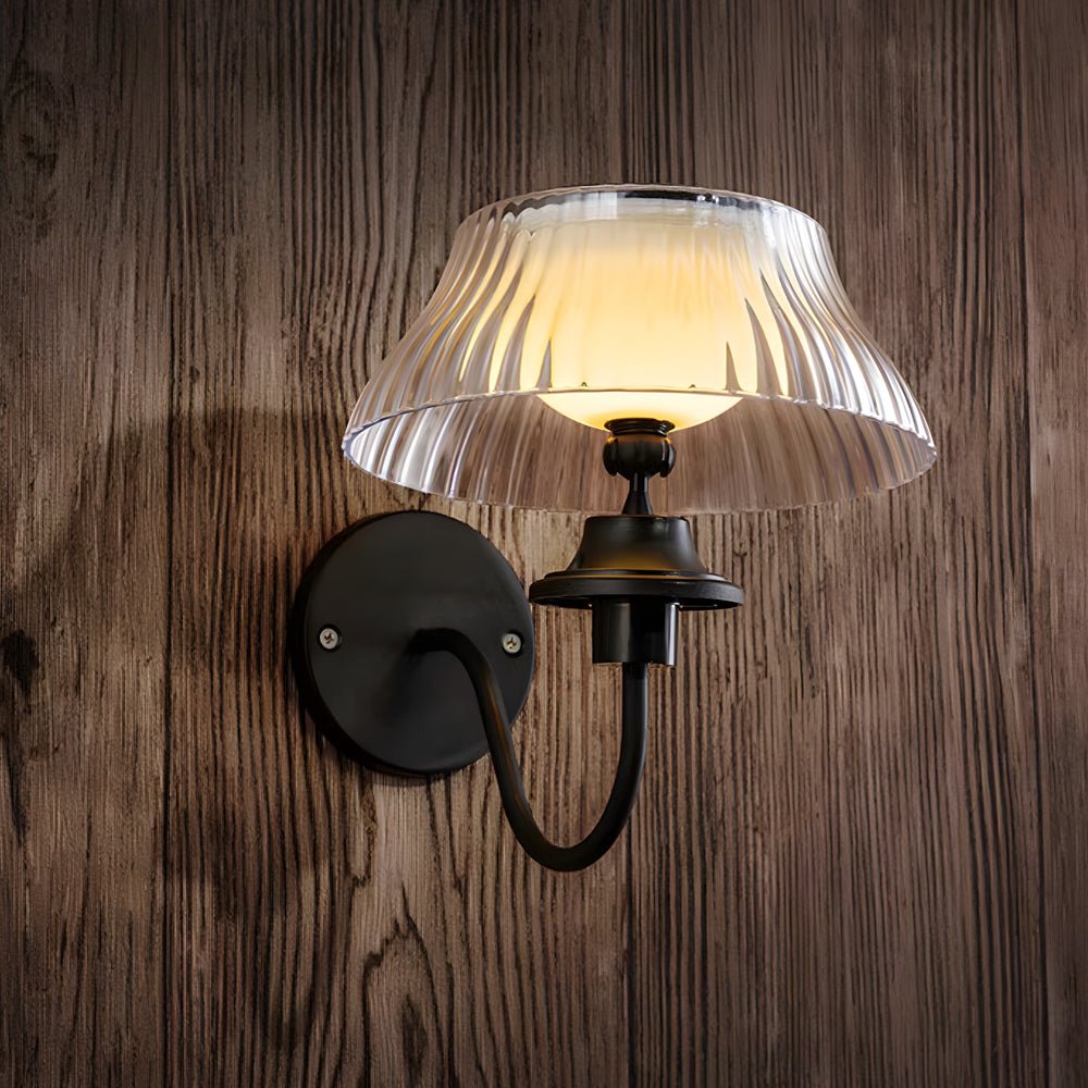 Black Metallic Solar Outdoor Wall Light - Adjustable Glass Shade
