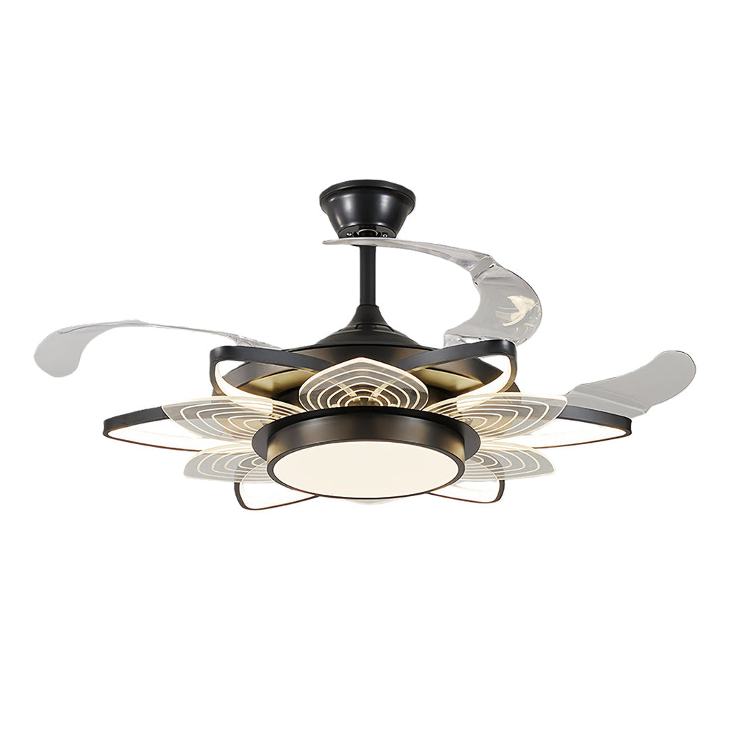 Black Modern Ceiling Fan with Light - Minimalist Iron Design, Stylish Indoor Home Fixture
