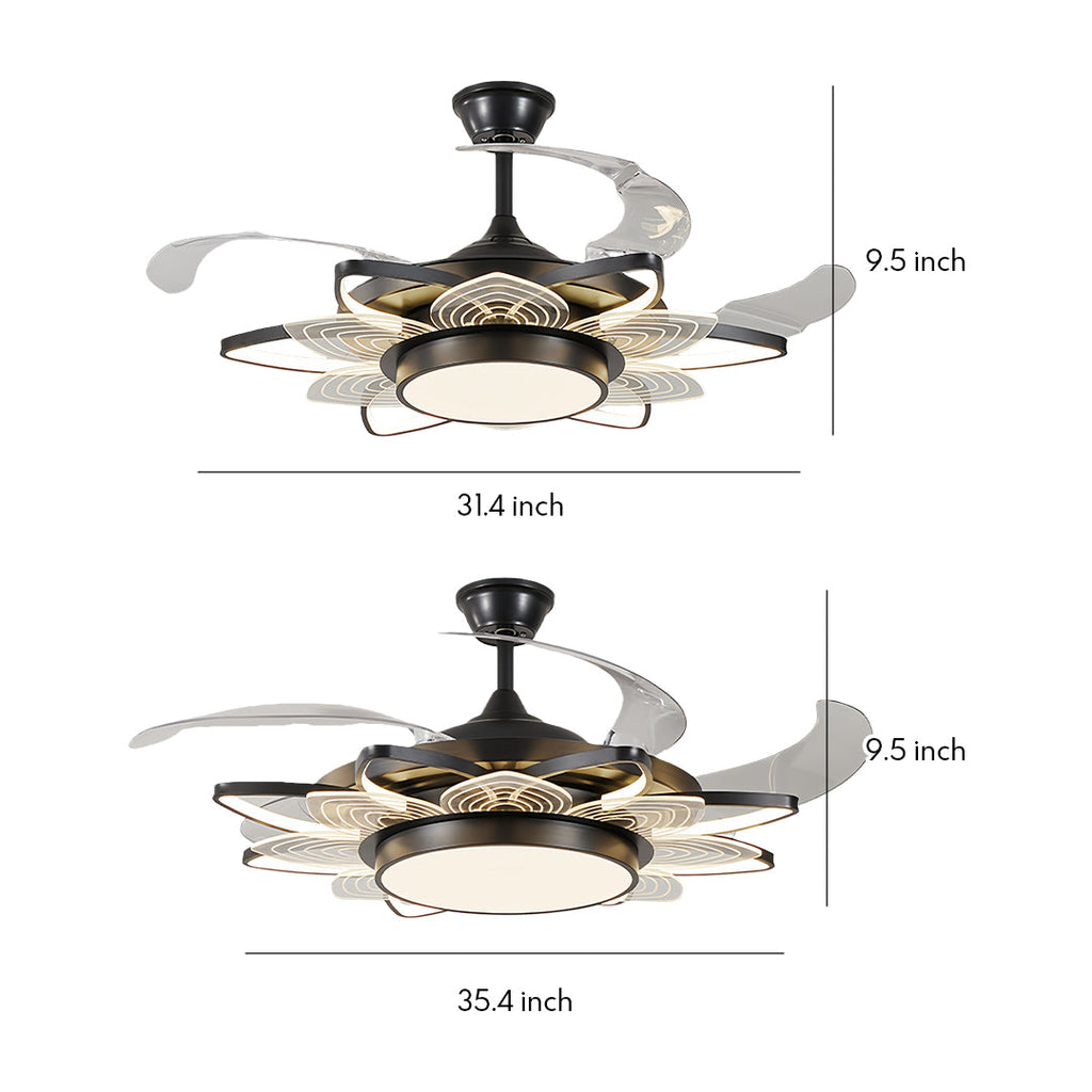 Black Modern Ceiling Fan with Light - Minimalist Iron Design