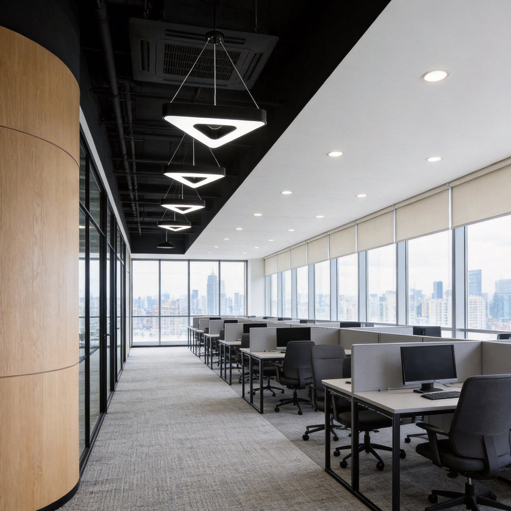 Black Modern Triangular LED Chandelier - Creative Ceiling Light