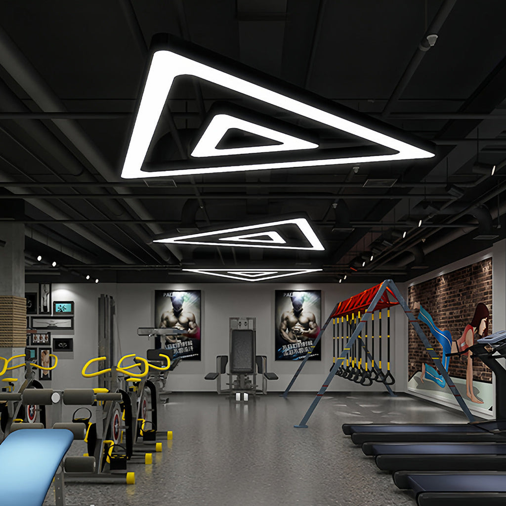 Black Modern Triangular LED Chandelier - Creative Ceiling Light