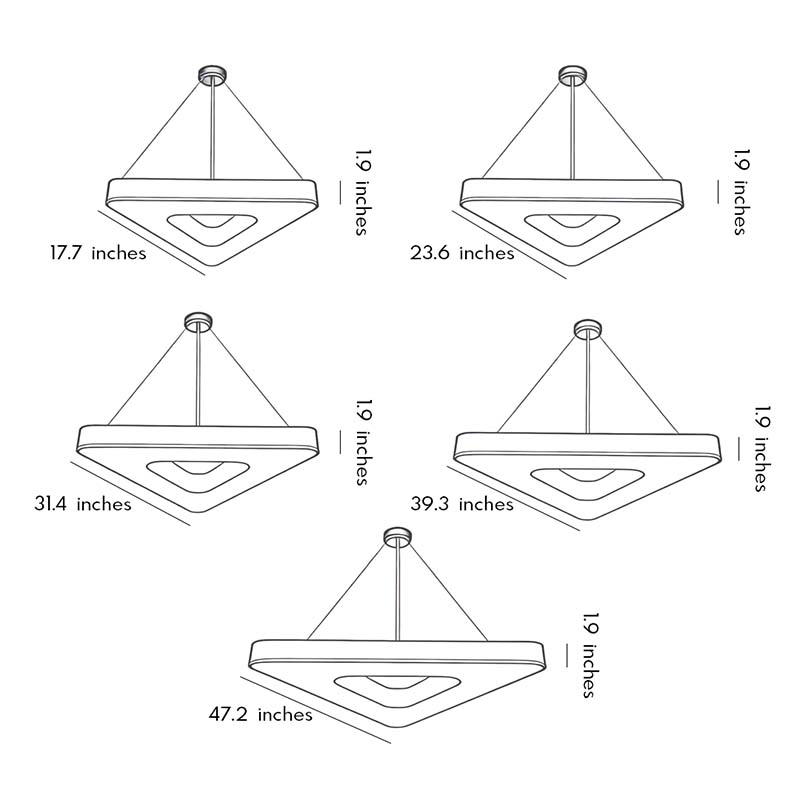Black Modern Triangular LED Chandelier - Creative Ceiling Light