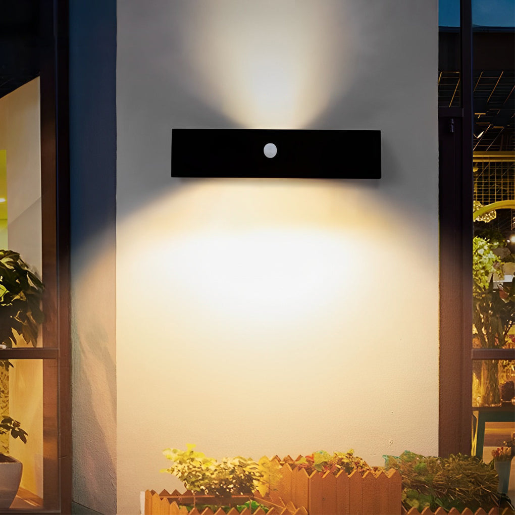 Black Motion Sensor Outdoor Wall Light - Waterproof LED Solar Light