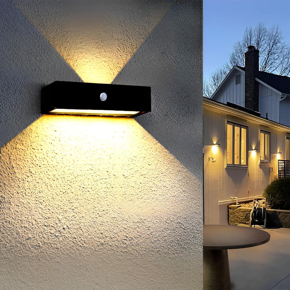 Black Motion Sensor Outdoor Wall Light - Waterproof LED Solar Light