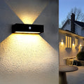 Black Motion Sensor Outdoor Wall Light - Waterproof LED Solar Light