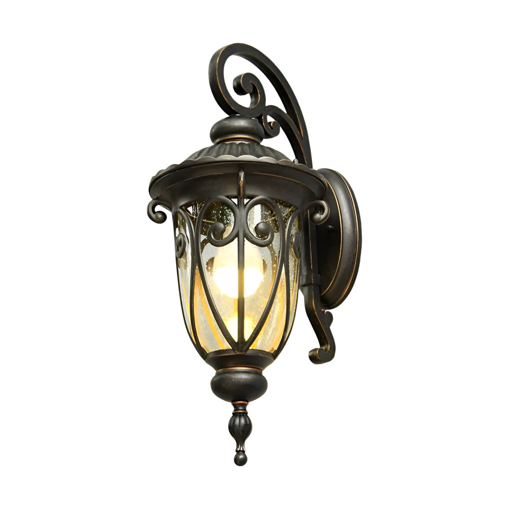 Black Outdoor Lantern Sconce - Modern Waterproof Glass Light