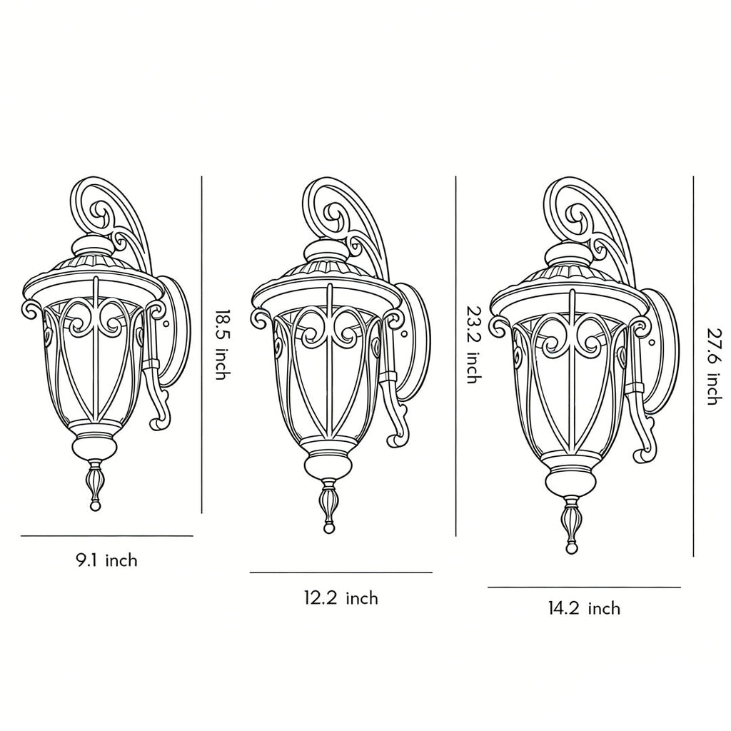 Black Outdoor Lantern Sconce - Modern Waterproof Glass Light