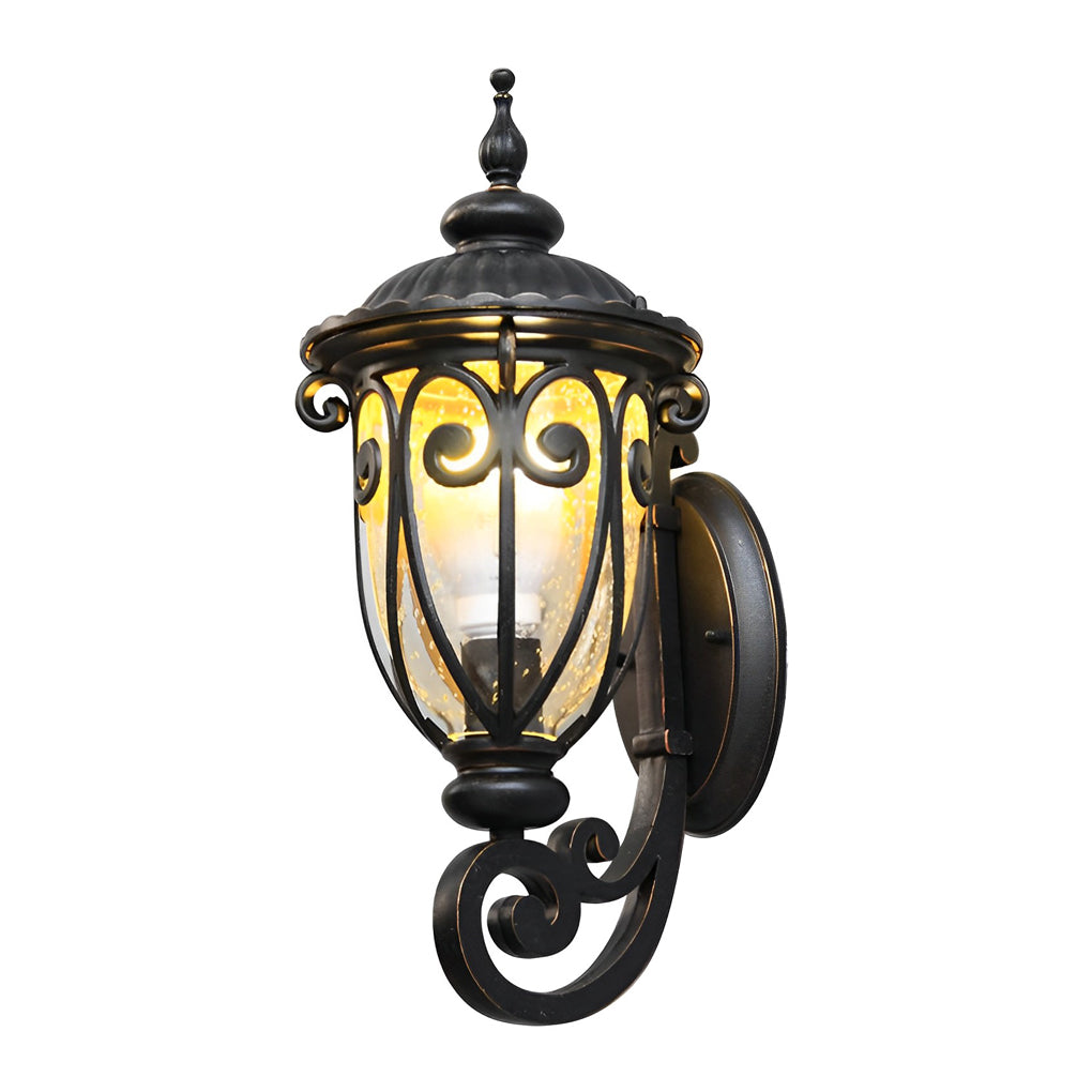 Black Outdoor Lantern Sconce - Modern Waterproof Glass Light