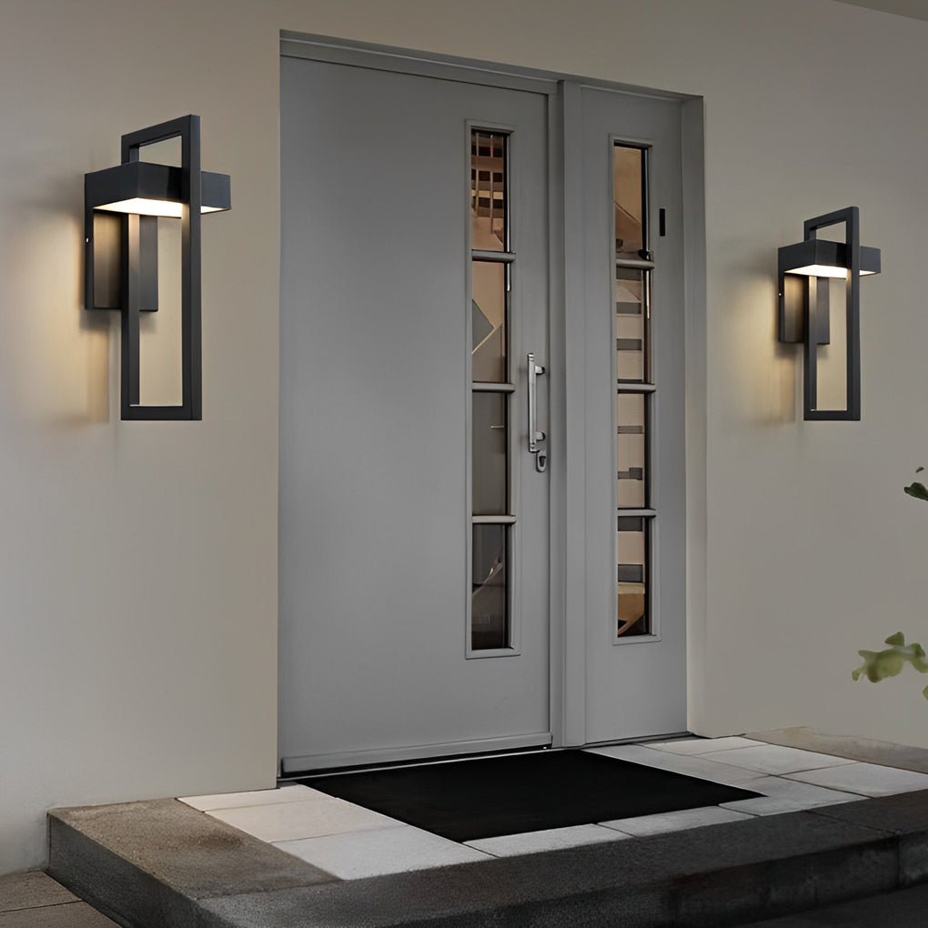 Black Outdoor Wall Sconce Modern LED Light Rectangular Design
