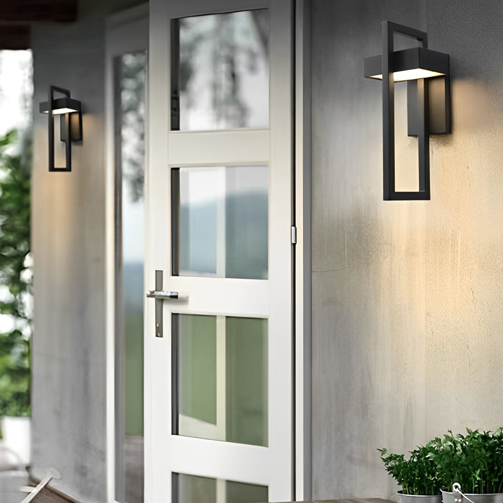 Black Outdoor Wall Sconce Modern LED Light Rectangular Design