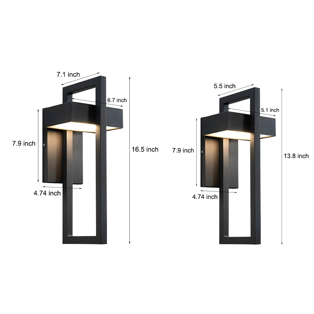 Black Outdoor Wall Sconce LED Modern Rectangular Light