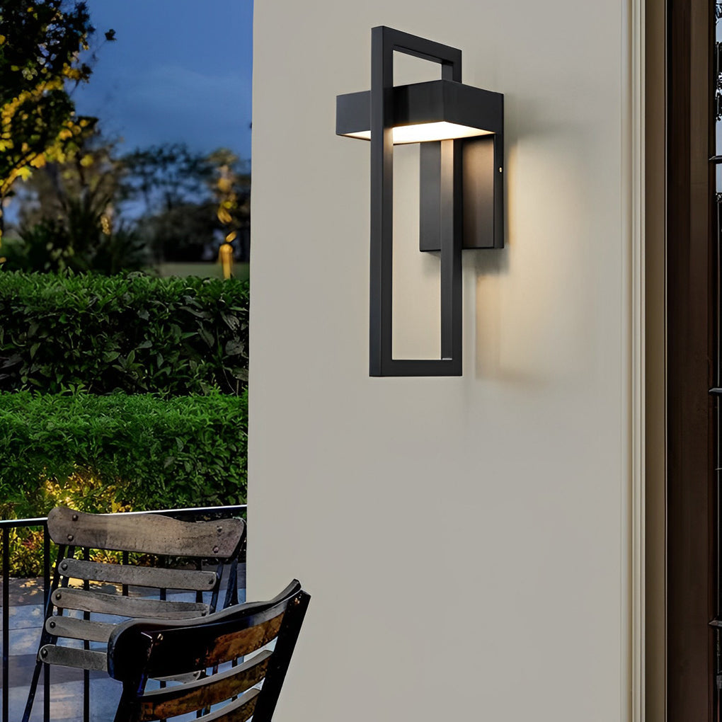 Black Outdoor Wall Sconce Modern LED Light Rectangular Design