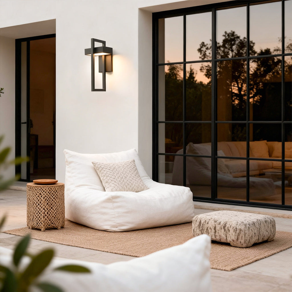 Black Outdoor Wall Sconce Modern LED Light Rectangular Design