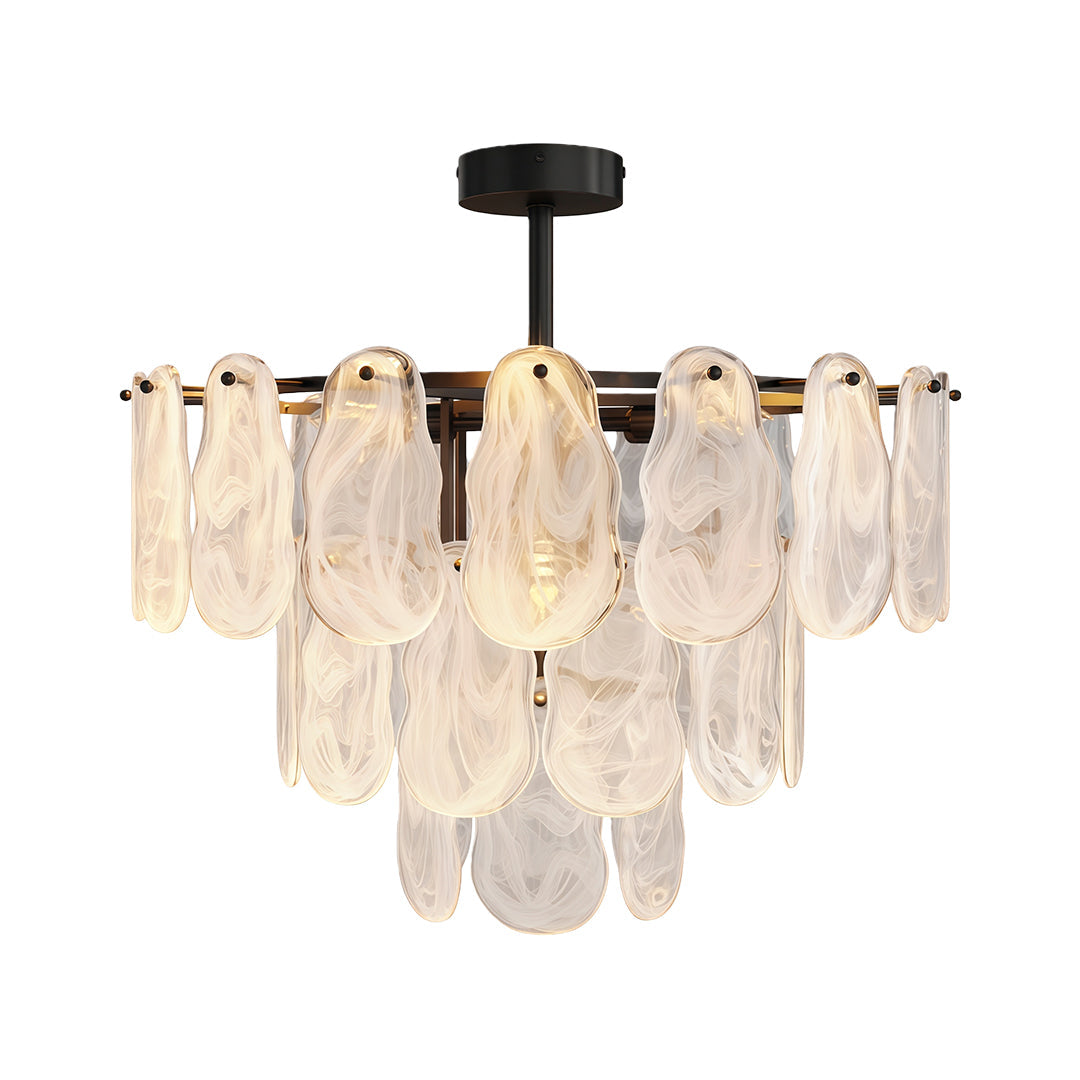 Midcentury Modern Copper Glass Chandelier Ceiling Light