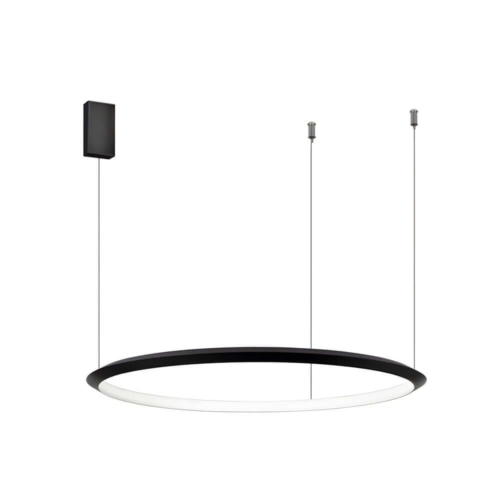 Black Ring LED Chandelier Pendant Light - Modern Ceiling Fixture for Home Decor