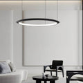Black Ring LED Chandelier Pendant Light - Modern Ceiling Fixture for Home Decor