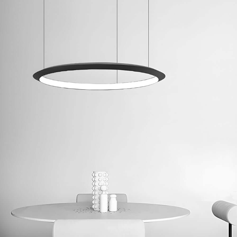 Black Ring LED Chandelier Pendant Light - Modern Ceiling Fixture for Home Decor
