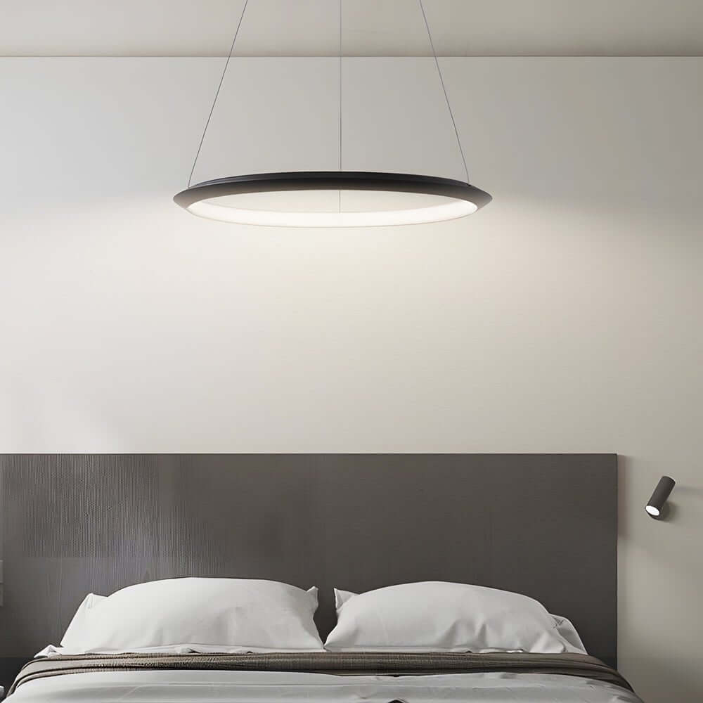 Black Ring LED Chandelier Pendant Light - Modern Ceiling Fixture for Home Decor