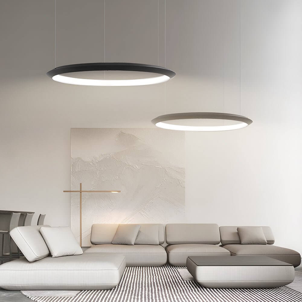 Black Ring LED Chandelier Pendant Light - Modern Ceiling Fixture for Home Decor
