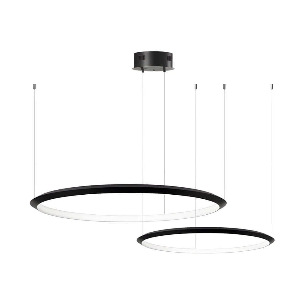 Black Ring LED Chandelier Pendant Light - Modern Ceiling Fixture for Home Decor