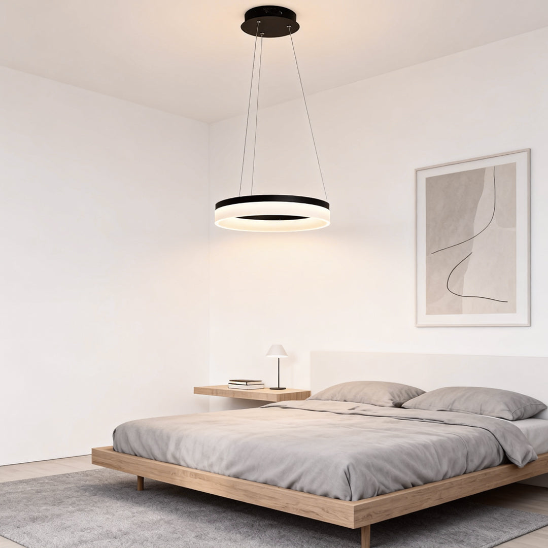 Black Ring Pendant Light - Modern Aluminum LED Ceiling Fixture