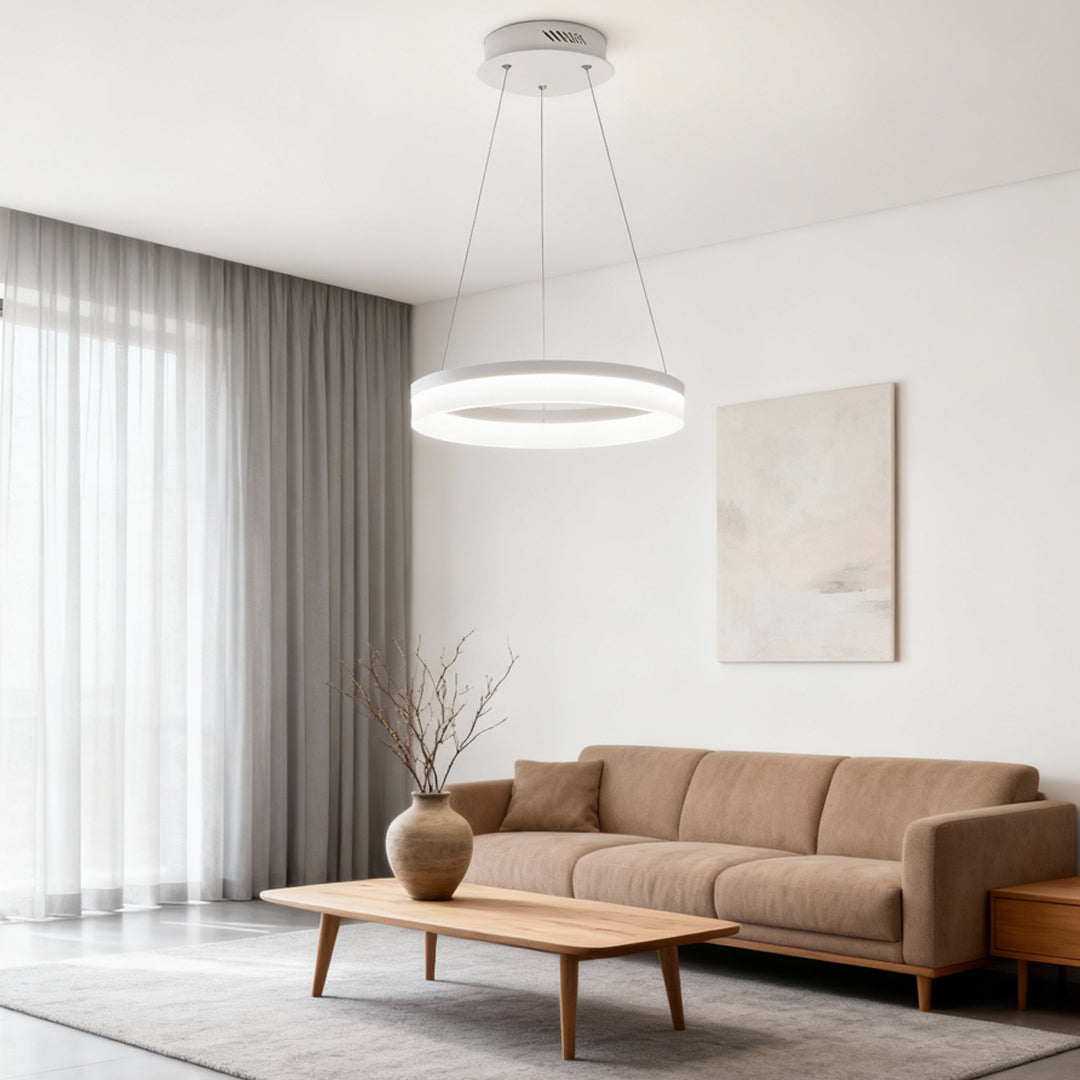 Black Ring Pendant Light - Modern Aluminum LED Ceiling Fixture
