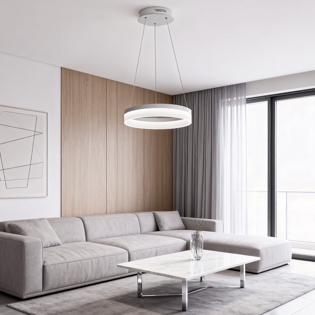 Black Ring Pendant Light - Modern Aluminum LED Ceiling Fixture