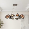 Black Round Chandelier with Geometric Glass Shades Ceiling Light