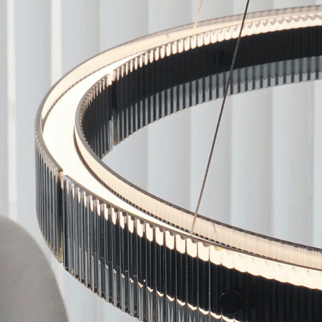 Black Round Glass Chandelier - Italian Minimalist Lighting