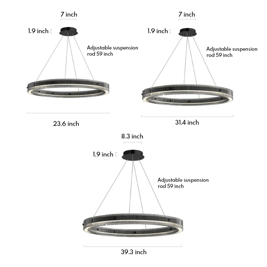 Black Round Glass Chandelier - Italian Minimalist Lighting