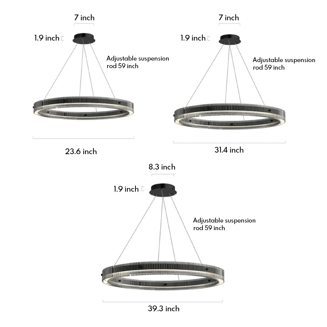 Black Round Glass Chandelier - Italian Minimalist Lighting