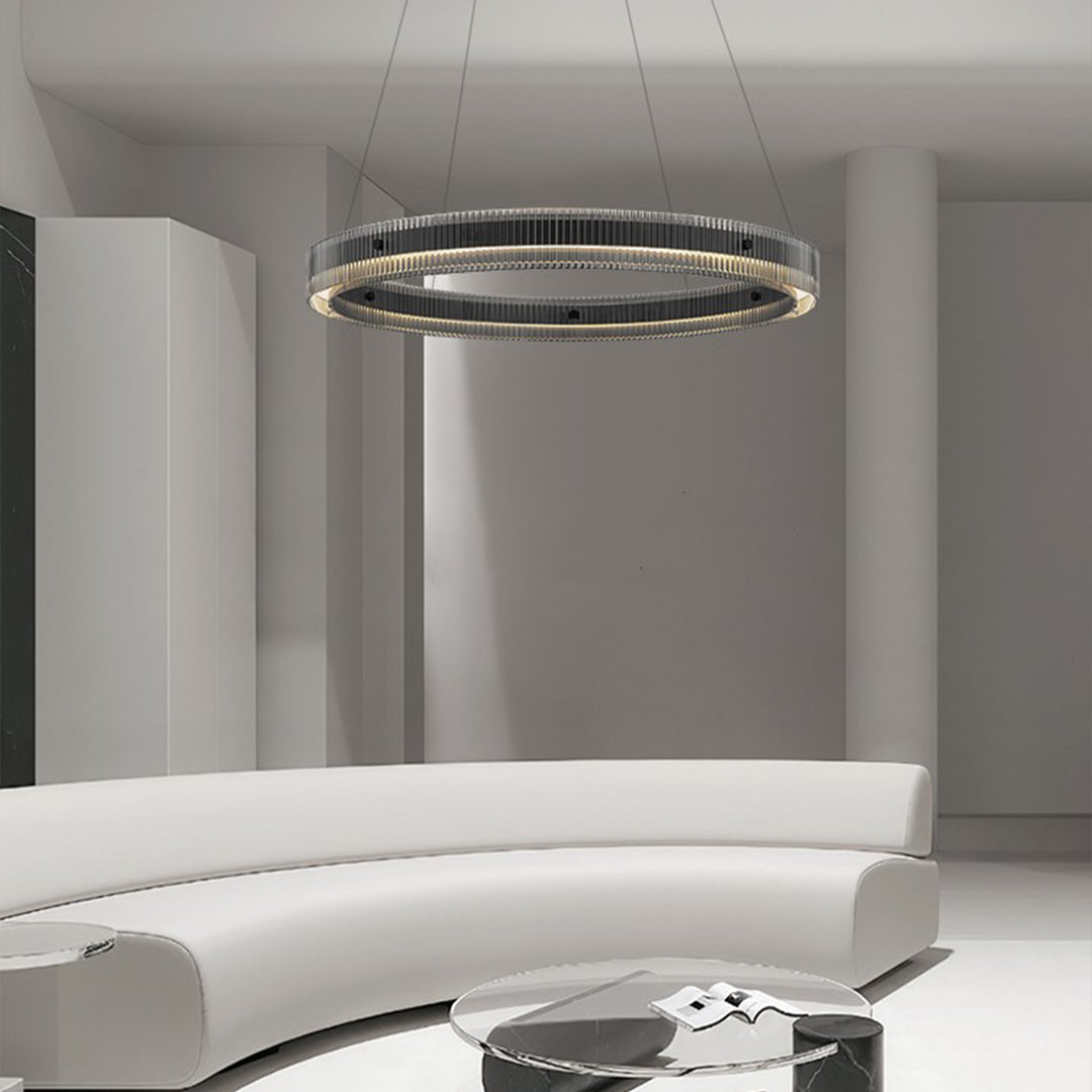 Black Round Glass Chandelier - Italian Minimalist Lighting