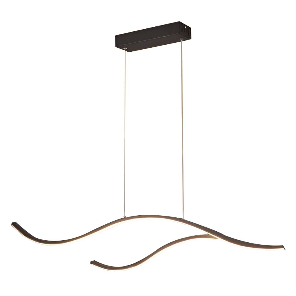 Curved Wavy LED Pendant Light - Modern Metal Ceiling Fixture