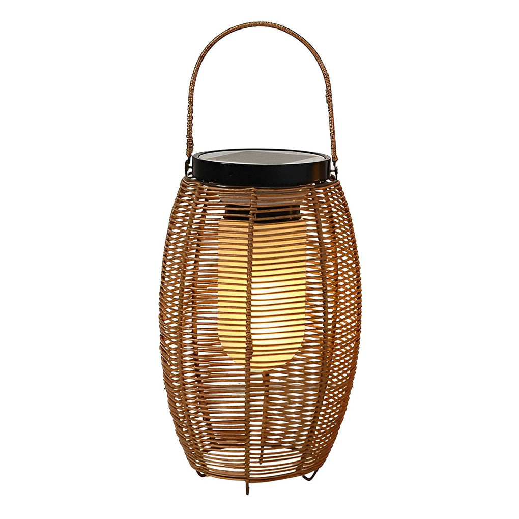 Outdoor Rattan Lantern Portable LED Solar Light Waterproof
