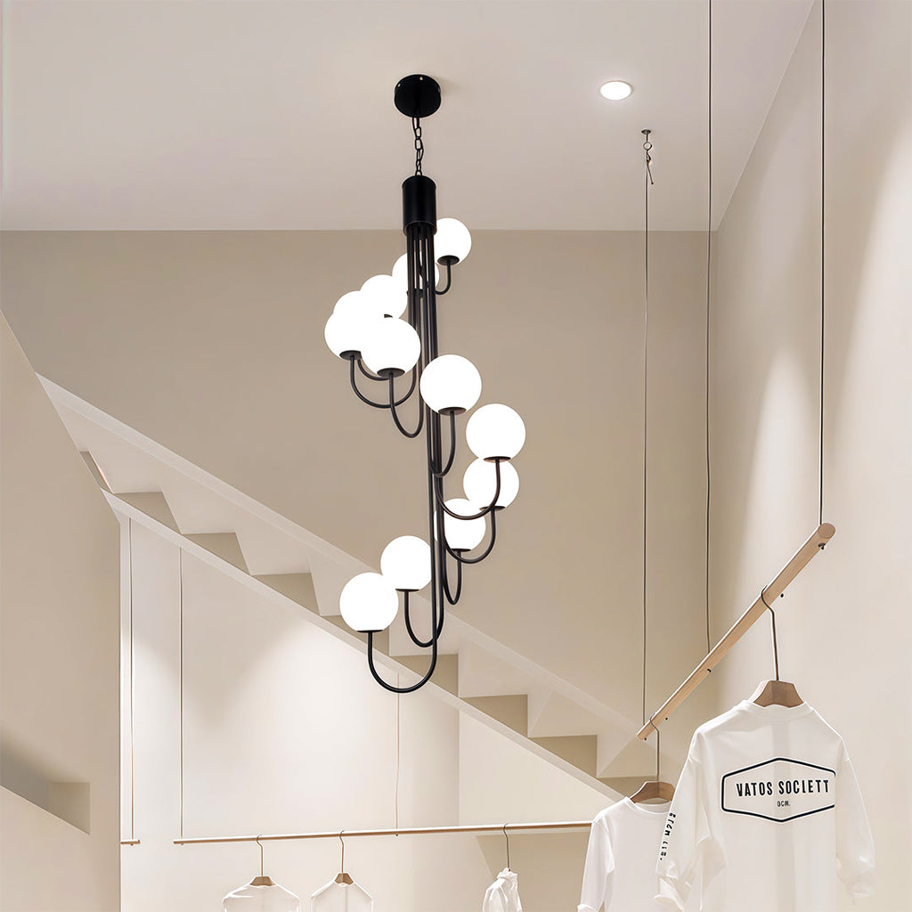 Spiral Globe Chandelier - Elegant French Ceiling Light Fixture