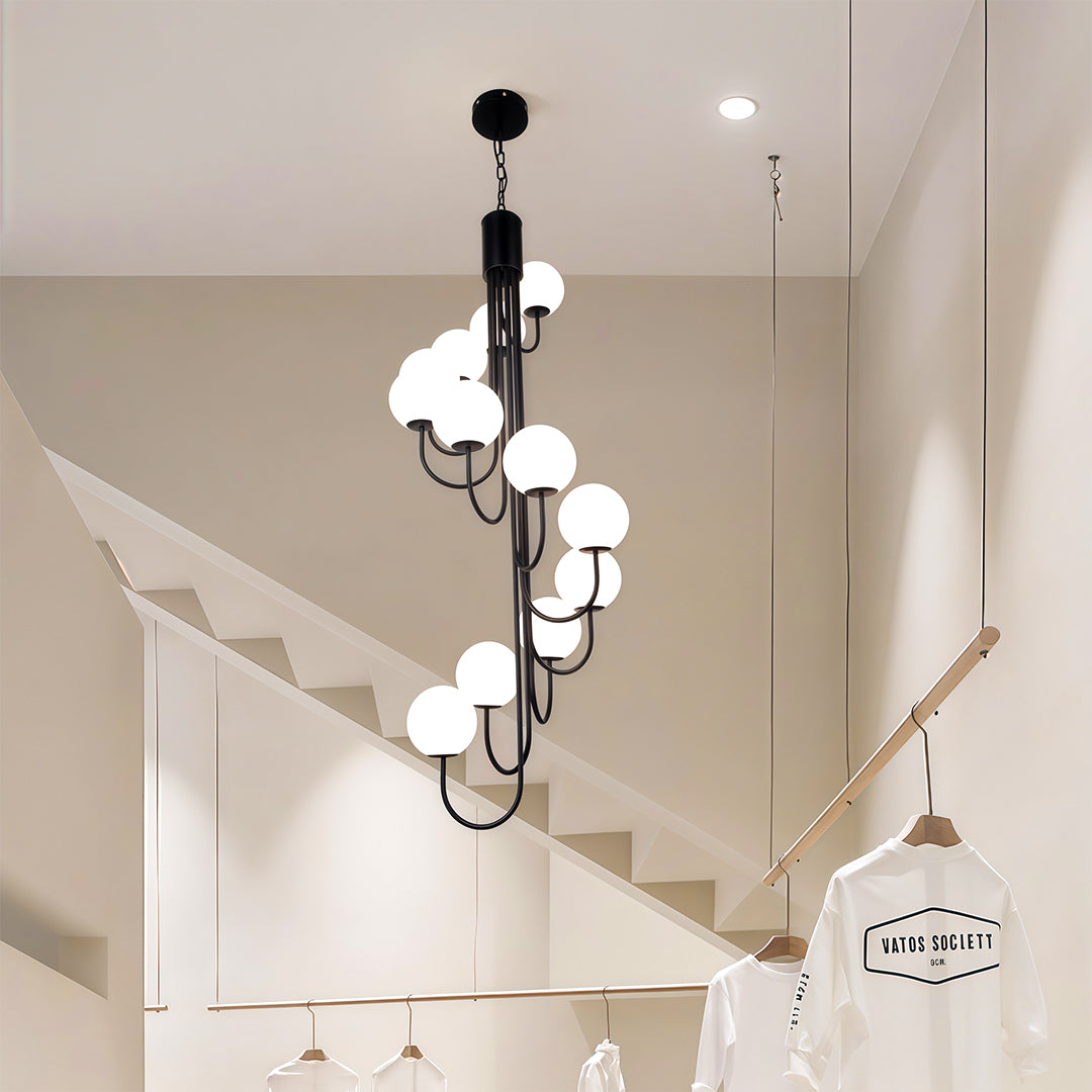 Spiral Globe Chandelier - Elegant French Ceiling Light Fixture