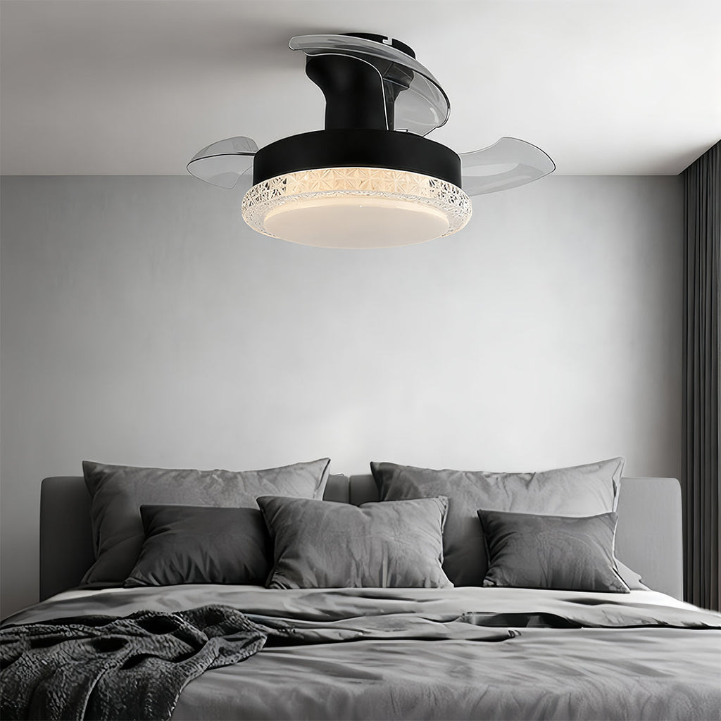3 Blade Ceiling Fan with Light - Quiet Flush Mount Fan Lamp