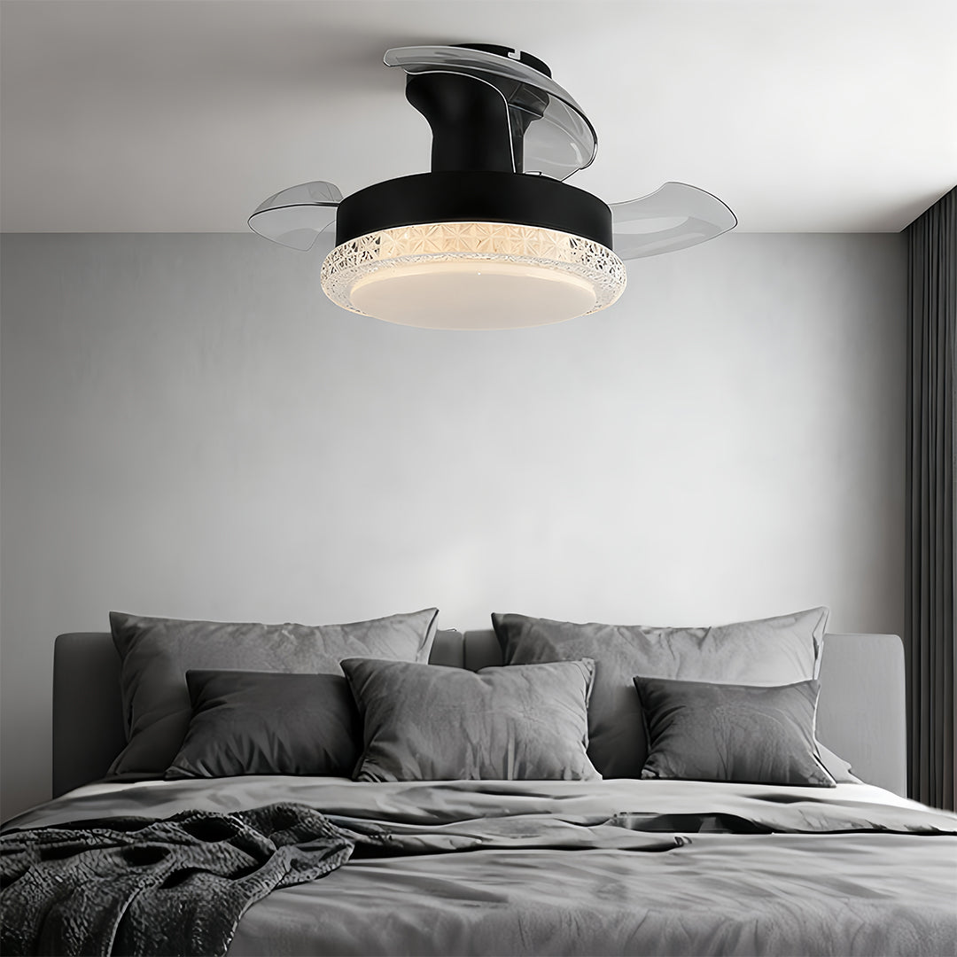 3 Blade Ceiling Fan with Light - Quiet Flush Mount Fan Lamp