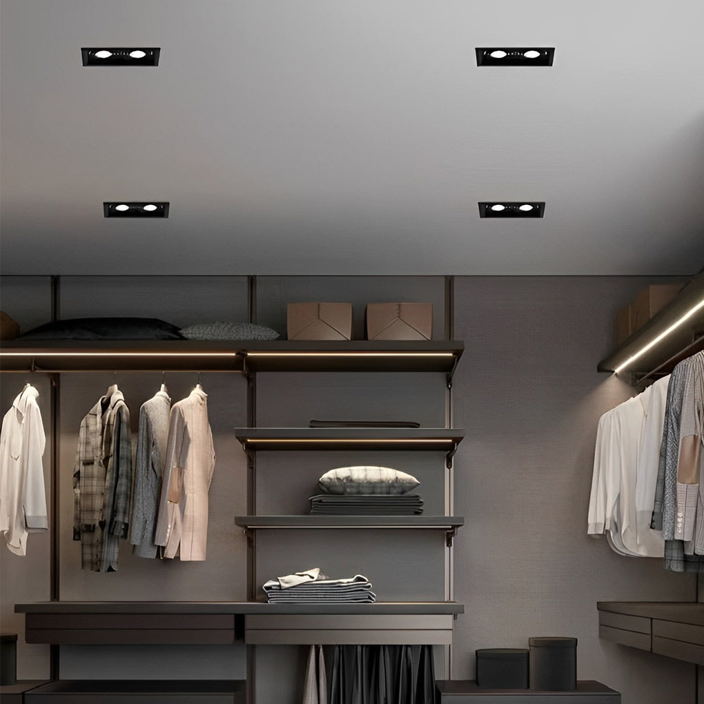 Ceiling Twin Light Adjustable Recessed Spotlight – Modern Rectangular Design
