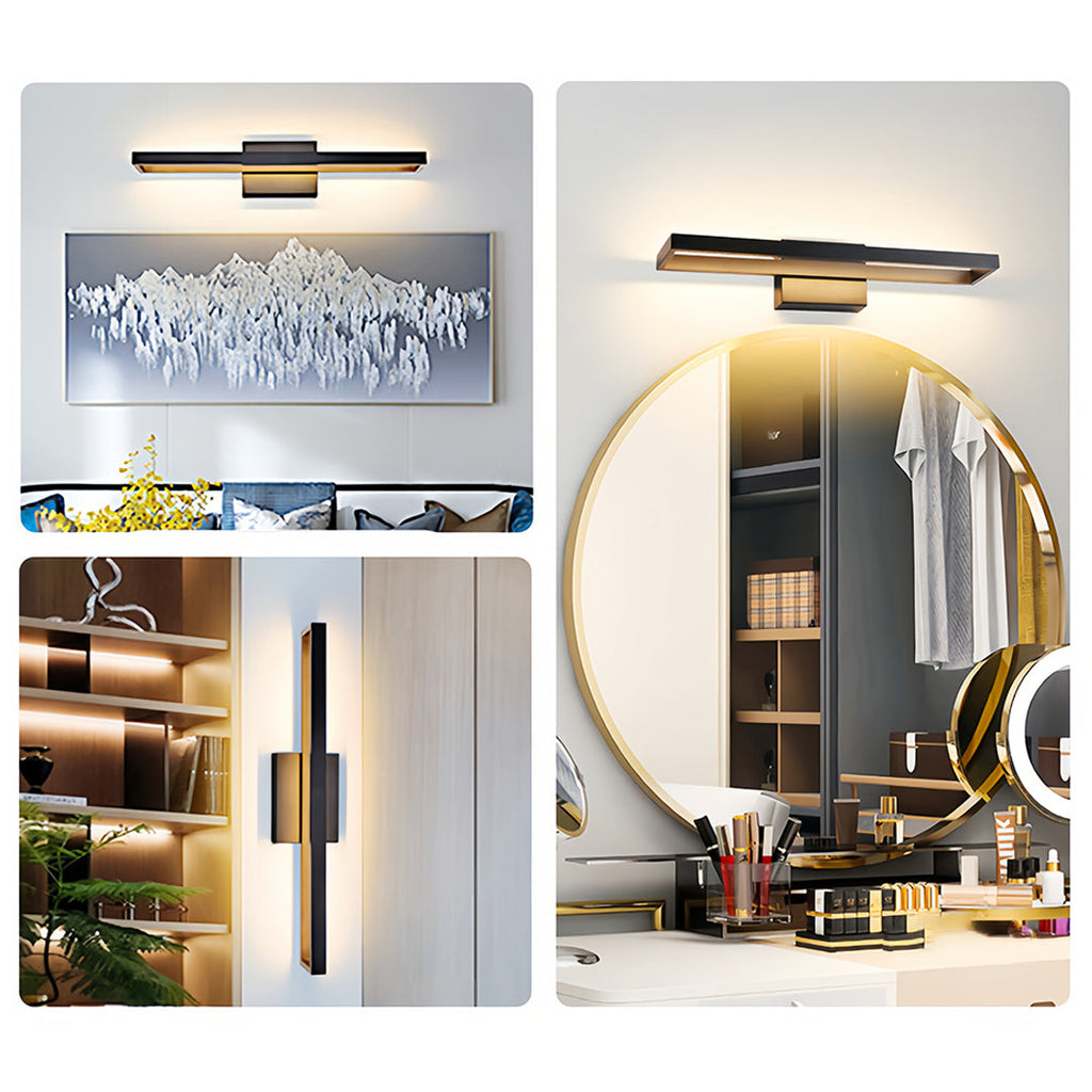 Black Vanity Bathroom Light Dimmable LED Modern Picture Wall Light Fixture Elegant Contemporary Sconce for Home Decor Lighting Adjustable Brightness for Makeup and Grooming Spaces Mounted Lighting for Bathroom and Dressing Rooms