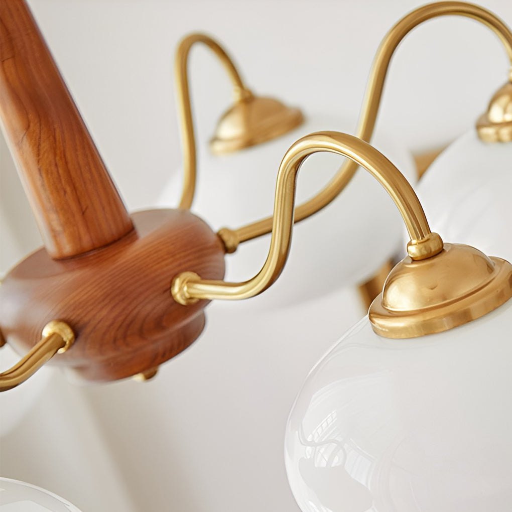 Black Walnut Brass Chandelier LED Nordic Ceiling Light