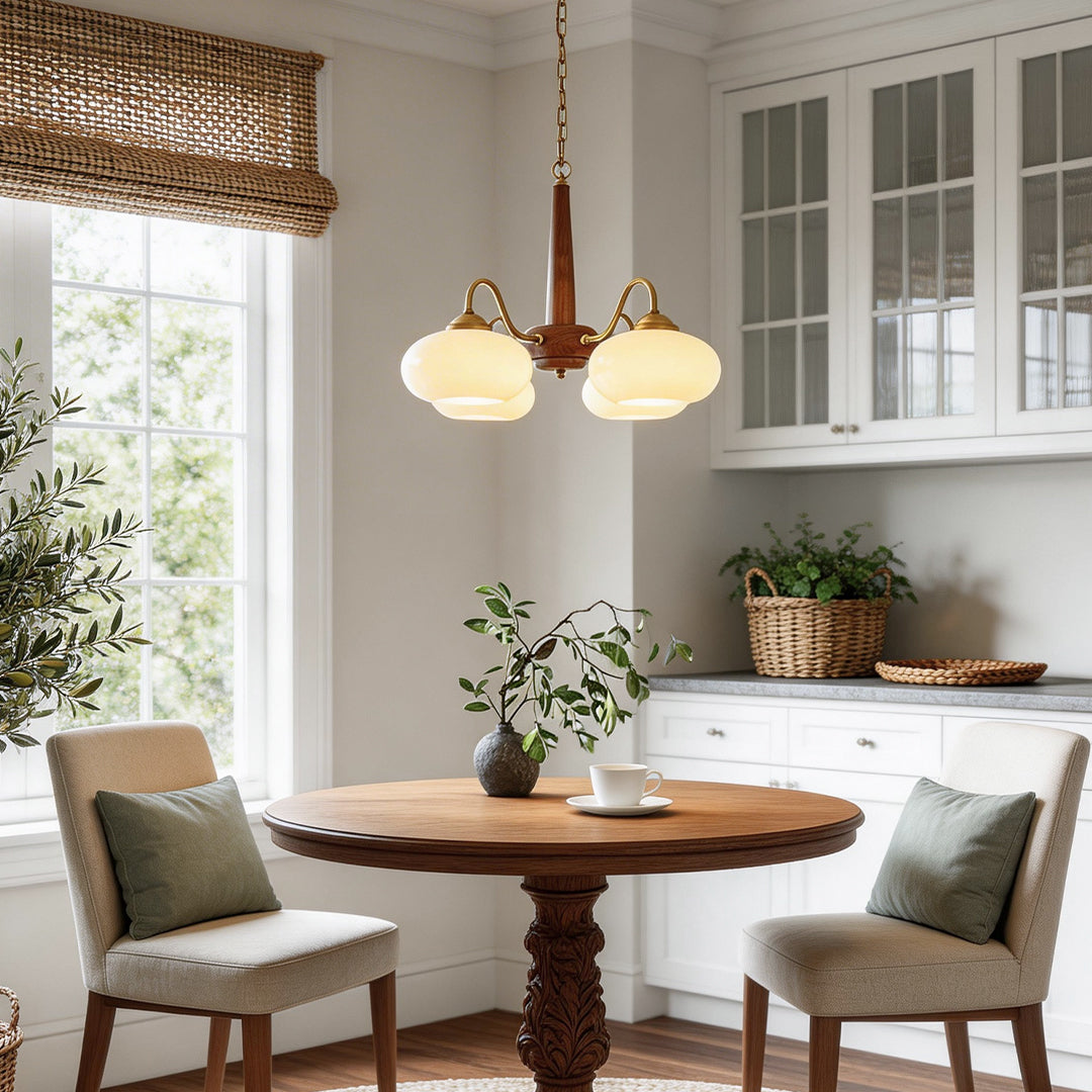 Black Walnut Brass Chandelier LED Nordic Ceiling Light
