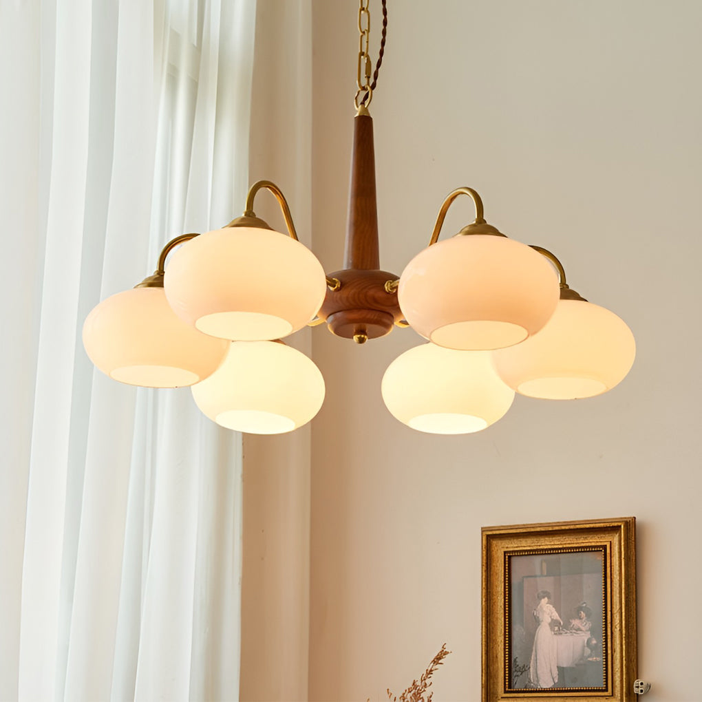 Black Walnut Brass Chandelier LED Nordic Ceiling Light