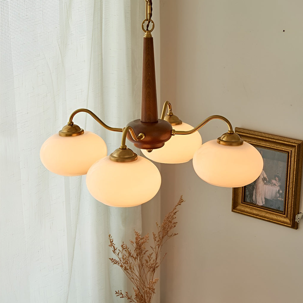 Black Walnut Brass Chandelier LED Nordic Ceiling Light