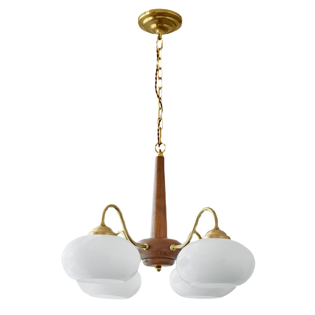 Black Walnut Brass Chandelier LED Nordic Ceiling Light