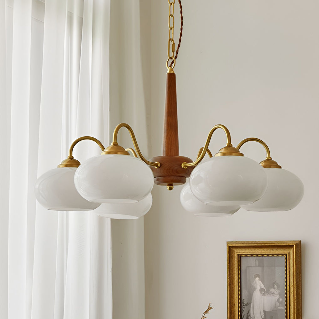 Black Walnut Brass Chandelier LED Nordic Ceiling Light