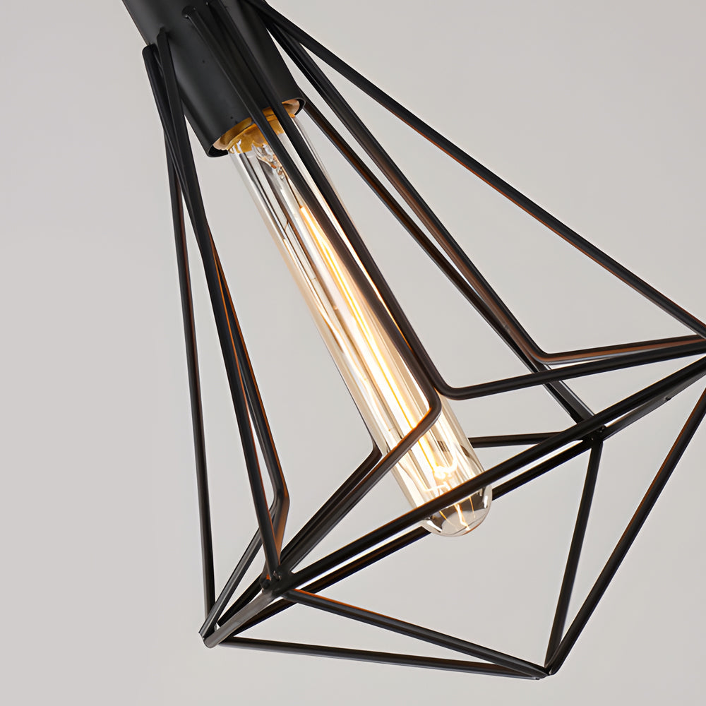 Black Wire Cage Pendant Light - Vintage Geometric Ceiling Light Fixture